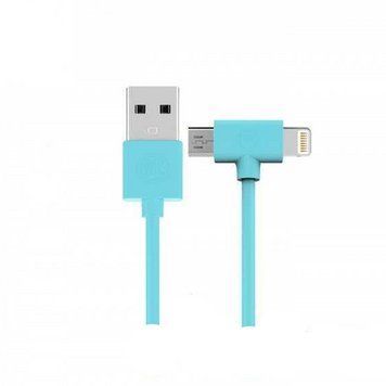 Кабель Combo 2-in-1 WK WDC-008 Axe Lightning microUSB 1м блакитний 6970349287308 фото