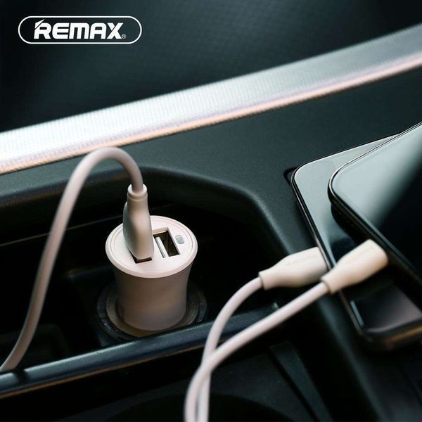 Автомобільний зарядний пристрій REMAX RCC-217 Rocket 2.4A 12W 2 USB кабель 3-in-1 білий 6954851288206 фото