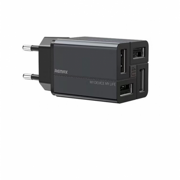 Мережевий зарядний пристрій Remax RP-U43 Wanfu 3.4A 4USB EU чорний 6972174153667 фото