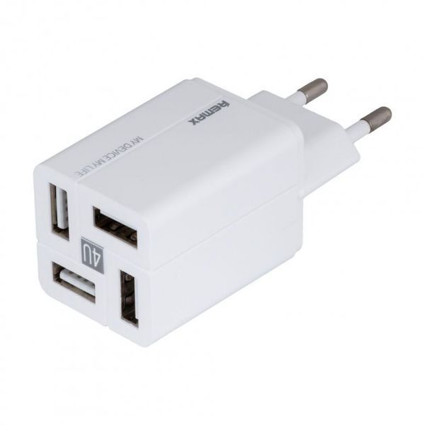 Мережевий зарядний пристрій Remax RP-U43 Wanfu 3.4A 4USB EU білий 6972174153674 фото