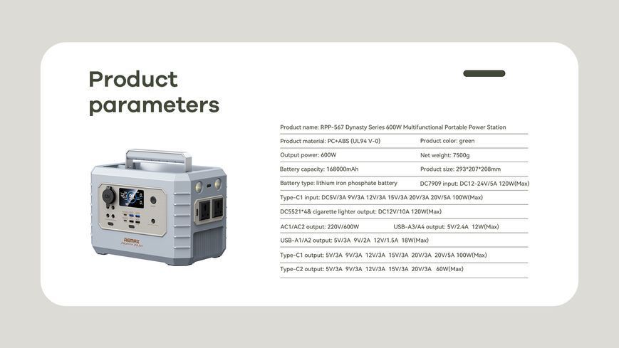 Зарядна станція Remax RPP-567 Dynasty Series 600W 168000mAh сірий 6954851207566 фото