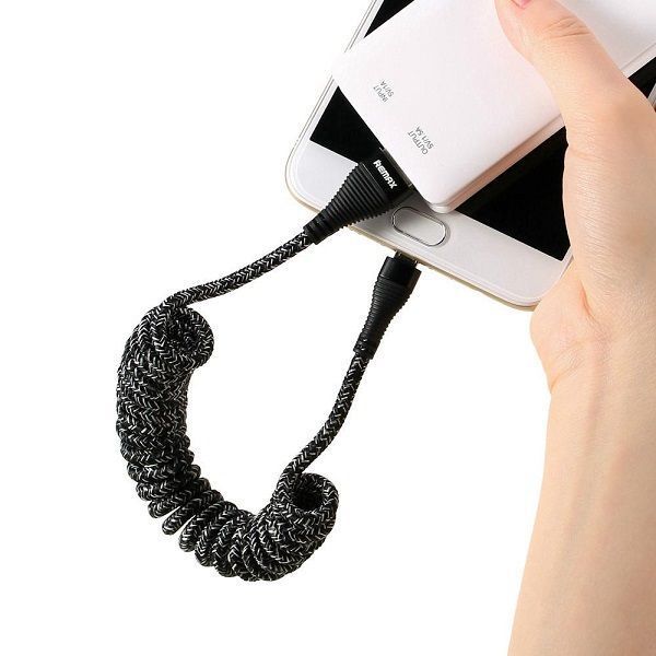 Кабель Remax RC-139m USB МicroUSB Super Coiled Version чорний 6954851297918 фото