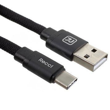 Кабель Recci RCL-Y100 USB Lightning Canvas 1м чорний 6955482585894 фото