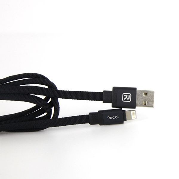 Кабель Recci RCL-Y100 USB Lightning Canvas 1м чорний 6955482585894 фото