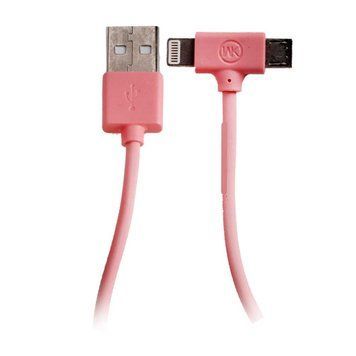Кабель Combo 2-in-1 WK WDC-008 Axe Lightning microUSB 1м рожевий 6970349287315 фото