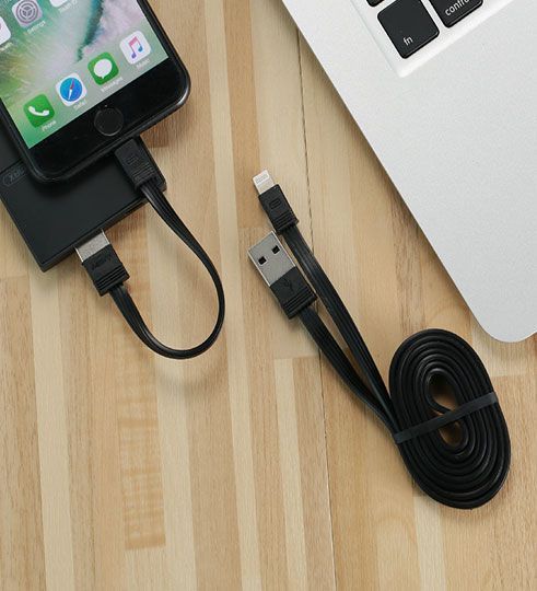 Кабель Remax RC-062i USB Lightning Tengy 1м+16см комплект 2шт чорний 6954851270157 фото