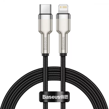 Кабель Baseus Cafule Metal PD Type-C to Lightning 20W 1m black CATLJK-A01 6953156202061 фото