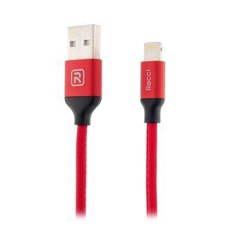 Кабель Recci RCL-M100 USB Lightning Fabrics 1м червоний 6955482586242 фото