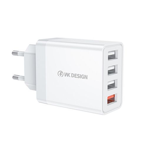 Мережевий зарядний пристрій WK WP-U125 QC3.0 18W EU 4USB білий 6941027616512 фото
