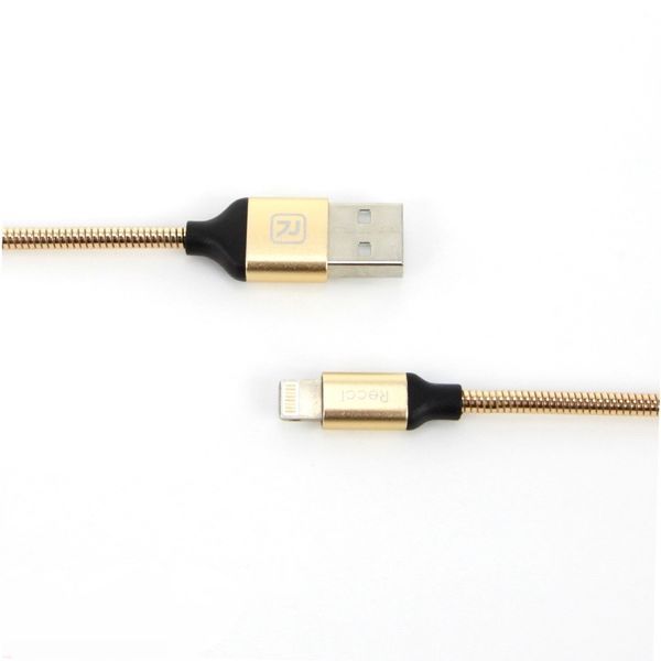 Кабель Recci RCL-W100 USB Lightning Gravel 1м золото 6955482585528 фото