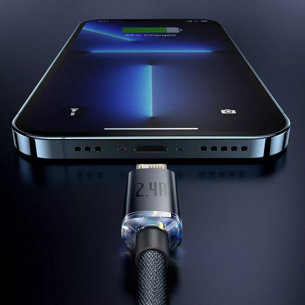 Кабель Baseus Crystal Shine Series USB Lightning 2.4A 1.2m blue CAJY000003 6932172602697 фото