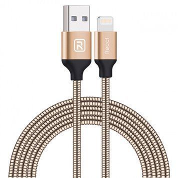 Кабель Recci RCL-W100 USB Lightning Gravel 1м рожеве-золото 6955482585559 фото