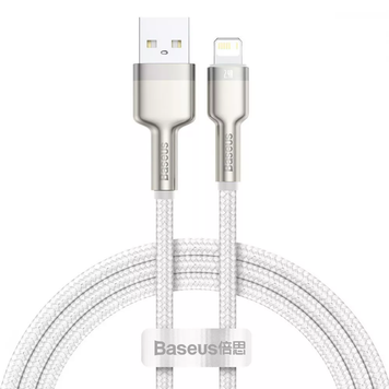 Кабель Baseus Cafule Metal USB Lightning 2.4A 1m white CALJK-A02 6953156202252 фото