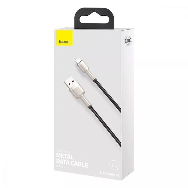Кабель Baseus Cafule Metal USB Lightning 2.4A 1m white CALJK-A02 6953156202252 фото