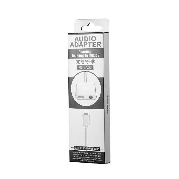 Перехідник Remax RL-LA07 Concise 2in1 Lightning M to 3.5mm miniJack на Lightning білий 6972174150536 фото