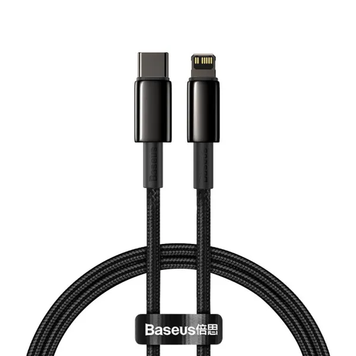 Кабель Baseus Tungsten Gold PD Type-C to Lightning 20W 2.4А 1m чорний CATLWJ-01 6953156232037 фото
