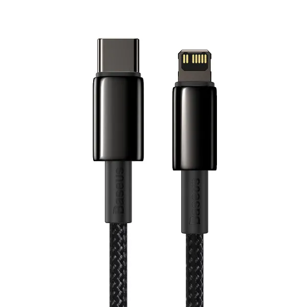 Кабель Baseus Tungsten Gold PD Type-C to Lightning 20W 2.4А 1m чорний CATLWJ-01 6953156232037 фото