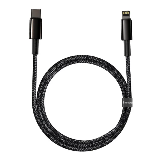 Кабель Baseus Tungsten Gold PD Type-C to Lightning 20W 2.4А 1m чорний CATLWJ-01 6953156232037 фото