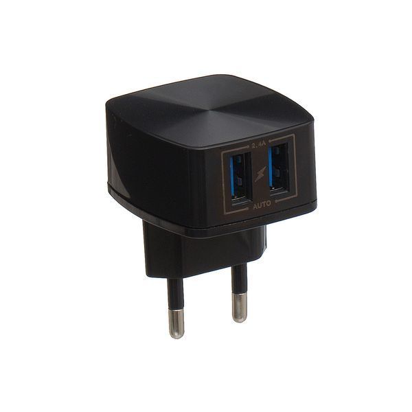 Мережевий зарядний пристрій Remax RP-U215i 2.4A 2 USB плюс кабель Lightning 220V EU чорний 6954851289623 фото