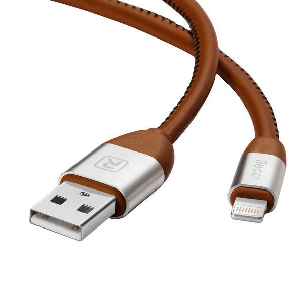 Кабель Recci RCL-G100 USB Lightning Gunner 1м коричневий 6955482588505 фото