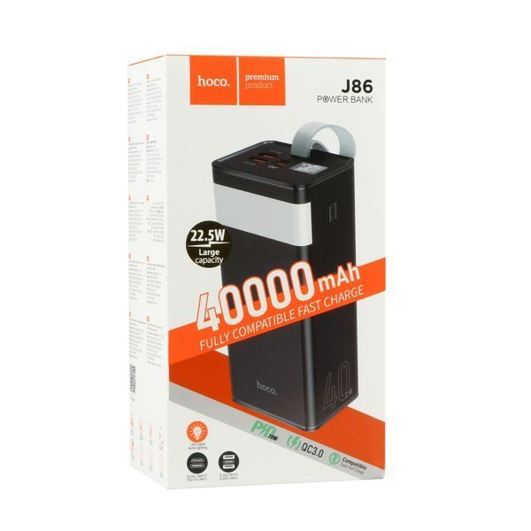 Автономний зарядний пристрій Hoco J86 Powermaster 22.5W fully compatible 40000 mAh чорний 6931474759214										 фото