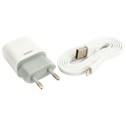 Мережевий зарядний пристрій Remax RP-U14i Traveller 2.4A 1USB плюс кабель Lightning 220V EU білий 6954851289401 фото
