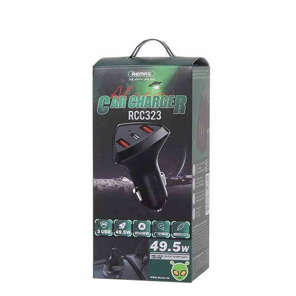 Автомобільний зарядний пристрій Remax RCC323 Alien III Series 49.5W 2USB плюс USBType-C чорний 6954851256670 фото