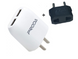 Мережевий зарядний пристрій Proda RP-U21 Flat 2.1A 2USB 220V вилка Тип А білий плюс перехідник євровилка (EU) 2000700012554 фото