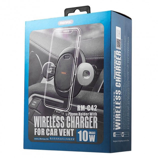 Автомобільний тримач з бездротовою зарядкою Remax RM-C42 Wireless Charger 10W чорний 6972174151588 фото