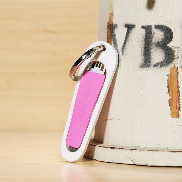 Кабель Remax RC-024i USB Lightning Portable 7см рожевий 2000700004658 фото