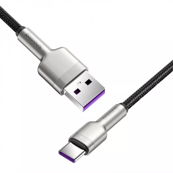 Кабель Baseus Cafule Metal Data Type-C 66W 1m чорний CAKF000101 6953156209756										 фото