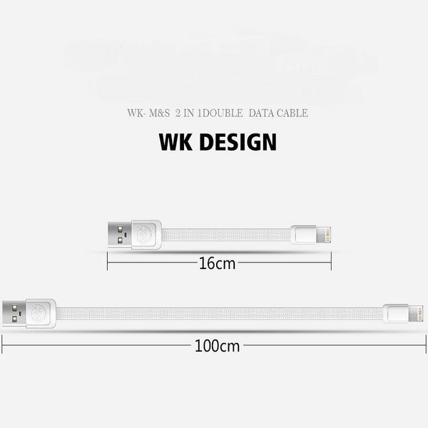 Кабель Combo 2-in-1 WK WDC-009 M&S Lightning microUSB 1м білий 2000700000063 фото