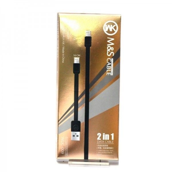 Кабель Combo 2-in-1 WK WDC-009 M&S Lightning microUSB 1м чорний 2000700004696 фото