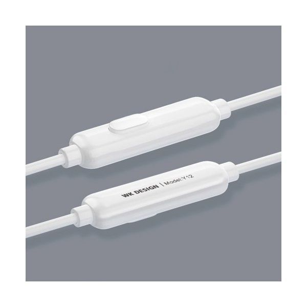 Навушники вкладиші провідні з мікрофоном WK Y12 AUX jack 3.5mm білі 6941027607510 фото