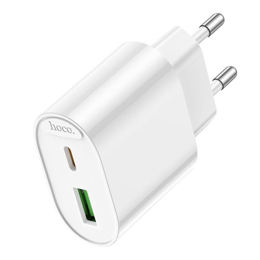 Мережевий Зарядний Пристрій Hoco C109A 1USB-C/1USB PD/QC 20W бiлий 6942007656719 фото
