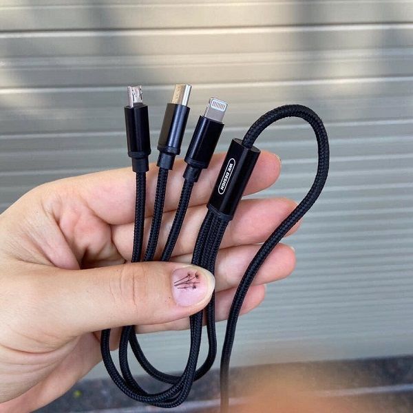 Кабель WK WDC-091th 3-в-1 Type-C Lightning MicroUSB USB 2.8А 1.15м чорний 6941027606490 фото