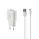 Мережевий зарядний пристрій Remax RP-U22m 2.4A 2 USB плюс кабель microUSB 220V EU білий 6954851298281 фото 2