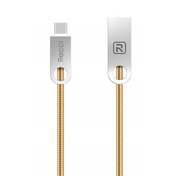 Кабель Recci RCL-C100 USB Lightning Vajra 1м золото 6955482589564 фото