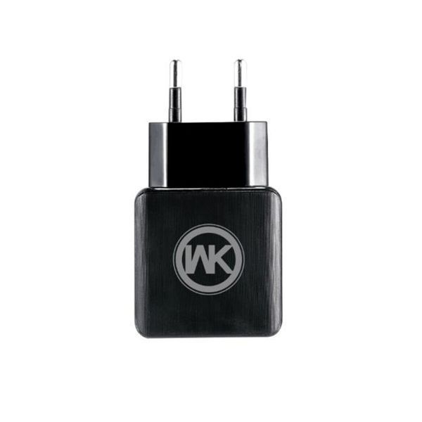 Мережевий зарядний пристрій WK WP-U11i Blanc 2.1A 2USB плюс кабель Lightning 220V EU чорний 6970349283607 фото