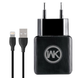 Мережевий зарядний пристрій WK WP-U11i Blanc 2.1A 2USB плюс кабель Lightning 220V EU чорний 6970349283607 фото