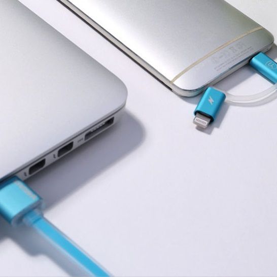 Кабель Combo 2-in-1 Remax RC-020t Aurora USB Lightning microUSB 1м синій 6954851221555 фото