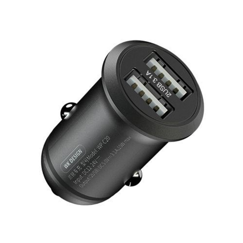 Автомобільний зарядний пристрій WK WP-C20 3.1А 2USB 15W чорний 6941027604533 фото