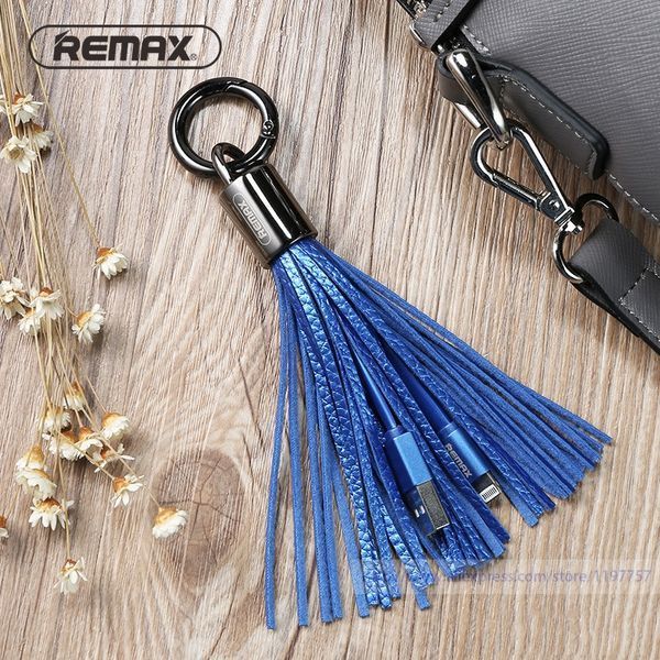 Кабель Remax RC-053i USB Lightning Tassel Ring 15см блакитний 6954851260165 фото