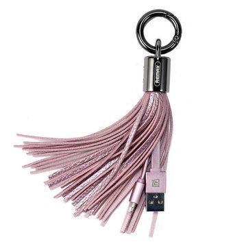 Кабель Remax RC-053i USB Lightning Tassel Ring 15см рожевий 6954851260189 фото