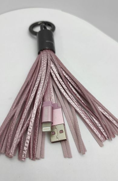 Кабель Remax RC-053i USB Lightning Tassel Ring 15см рожевий 6954851260189 фото
