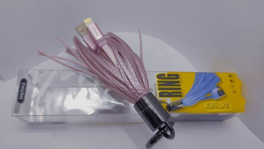 Кабель Remax RC-053i USB Lightning Tassel Ring 15см рожевий 6954851260189 фото