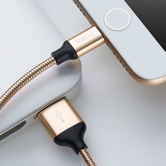 Кабель Recci RCT-W100 USB Type-C Gravel 1м золото 6955482585566 фото